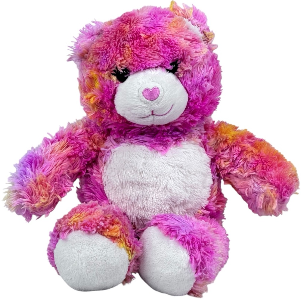Retired Endless Hugs Pink Heart Nose Orange & Pink Tie Dye 2010 Build A Bear BAB